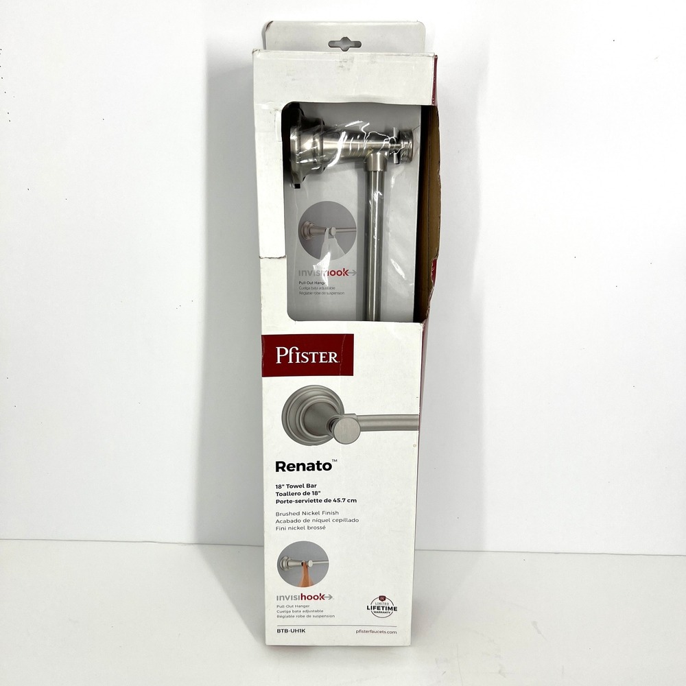 Pfister Renato 18" Towel Bar Brushed Nickel with invisiHook BTB-UH1K
